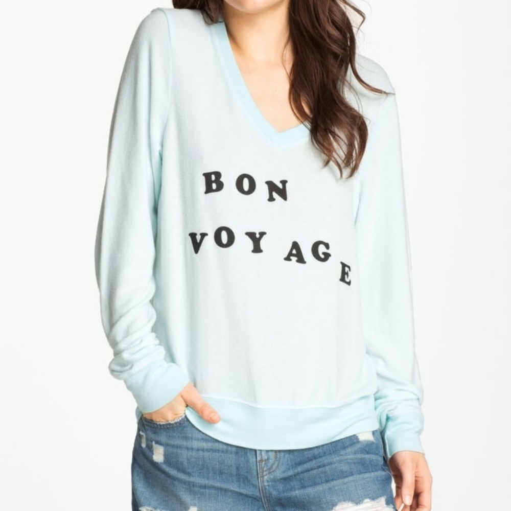 Wildfox Bon Voyage top in aqua